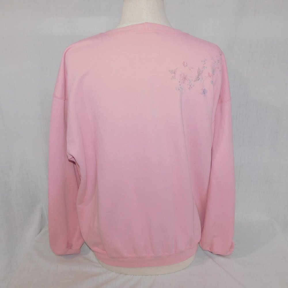 VTG 90s Northern Reflections Womens L Pink Floral Glitter detail Sweatshirt - Picture 10 of 13